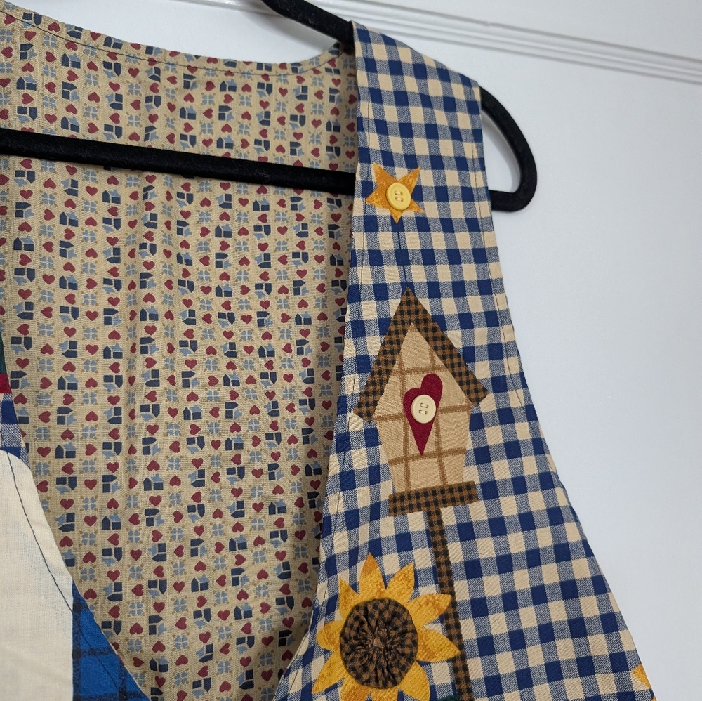 Patchwork Cottagecore Gingham Sunflower Tie-Back … - image 4